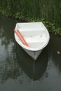 Fiberglass rowboat in the swamp Royalty Free Stock Photo