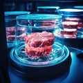 Fibers of beef meat artificially grown in the laboratory.