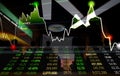 Fibonacci Graph and stock exchange price with Business man