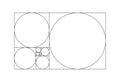 Fibonacci numbers, array. Template of horizontal golden ratio harmony proportions. Royalty Free Stock Photo
