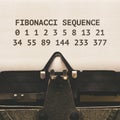 Fibonacci Sequence Numbers written on vintage type writer from 1920s