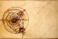 fibonacci spiral in golden ratio on aged parchment