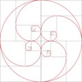 Fibonacci spiral. Golden ratio Royalty Free Stock Photo