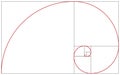 Fibonacci spiral. Golden ratio