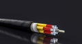 fibre optic cable, fast internet connection on black background Royalty Free Stock Photo