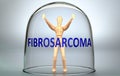 Fibrosarcoma can separate a person from the world and lock in an isolation that limits - pictured as a human figure locked inside Royalty Free Stock Photo