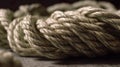The Fibrous And Stringy Texture Of A Rope With Blurry Background - Generative AI