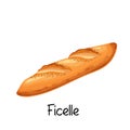 Ficelle baguette, bread icon.