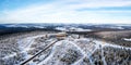 Fichtelberg highest mountain in Erzgebirge in winter aerial view photo panorama in Oberwiesenthal, Germany Royalty Free Stock Photo