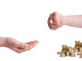 Fico gesture to hand asking for money Royalty Free Stock Photo