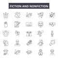Fictioin and nonfiction line icons, signs set, vector. Fictioin and nonfiction outline concept, illustration: nonfiction