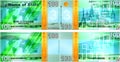 Fictional banknotes on the theme `Around the world`. Blank forms for banknotes. Royalty Free Stock Photo