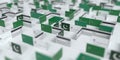 Fictional credit card maze with flag of Pakistan. Financial problems related 3D rendering