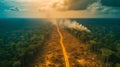 Deforested Area in the Amazon Rainforest. AI Generated Royalty Free Stock Photo