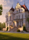 Fictional Mansion in Szczecin, Zachodniopomorskie, Poland. Royalty Free Stock Photo