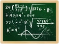 Fictional mathematics on chalkboard,