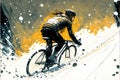 winter cyclist extreme sport, man on a bike, Ai generated