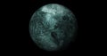 Fictional Planet Haumea sun rise isolate on dark. front view of Haumea planet from space. full 3d view of Haumea 4k resolution.