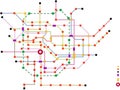 Fictional subway map, free copy space, vector Royalty Free Stock Photo