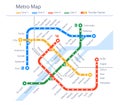 Fictional subway map urban metro color design