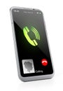 Fictitious smartphone call screen and icons. 3D illustration