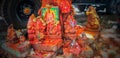 Hindu Gods sculptures under Ficus religiosa or sacred fig