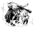 Fiddler and Jack Horner, vintage illustration