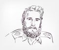 Fidel Castro vector sketch illustration isolated