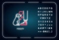 Fidelity neon light icon. Outer glowing effect. Sign with alphabet, numbers and symbols. Friendship with pet. Domestic Royalty Free Stock Photo