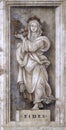 Fides, detail of Filippino Lippi\'s fresco in Santa Maria Novella Principal Dominican church in Florence, Italy