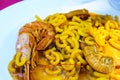 fideuÃÂ¡,fideuada, a dish originating in GandÃÂ­a, Valencian Community, Spain that is made similarly to paella, although based Royalty Free Stock Photo