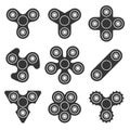 Fidget Hand Spinner Icons Set on White Background. Vector Royalty Free Stock Photo