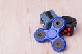 Fidget spinner and fidget cube, the latest stress relieving craze Royalty Free Stock Photo