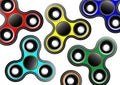 Fidget spinner icon background - toy for stress relief and improvement of attention span. Filled multicolor and black color. Isola Royalty Free Stock Photo