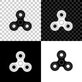 Fidget spinner icon isolated on black, white and transparent background. Stress relieving toy. Trendy hand spinner
