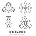 Fidget spinner icon outline set