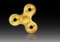 Fidget spinner icon - toy for stress relief and improvement of attention span. Filled gold metal