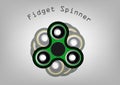 Fidget spinner icon - toy for stress relief and improvement of attention span. Filled with gray and black color. Isolated