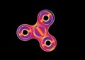 Fidget spinner icon - toy for stress relief and improvement of attention span. Filled multicolors