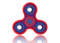 Fidget spinner icon - toy for stress relief and improvement of attention span. Filled red and blue color.