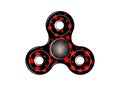 Fidget spinner icon - toy for stress relief and improvement of attention span. Filled red stars and black color.