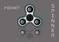 Fidget spinner icon - toy for stress relief and improvement of attention span. Filled white and black color.