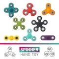 Fidget spinner icons. Isolated vector illustration. Royalty Free Stock Photo