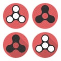 Fidget spinner icons set, hand spinners. Release mechanism for nervous energy or psychological stress. Flat design Royalty Free Stock Photo