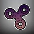 Fidget spinner sign. Vector. Violet gradient icon with black and Royalty Free Stock Photo