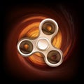 Fidget spinner in spin fire isolated on black background. Royalty Free Stock Photo