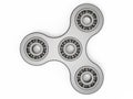 Fidget spinner stress relieving toy gray on white. 3d illustration.