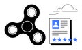 Fidget Spinner and Online Profile with Star Ratings and Cloud Icon Concept Royalty Free Stock Photo