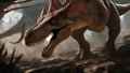 in the field _The close-up of the dinosaur was an amazing creature that lived in the wizarding world,