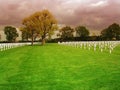 Field with crosses on the Netherlands American Cemetery in Margraten Royalty Free Stock Photo
